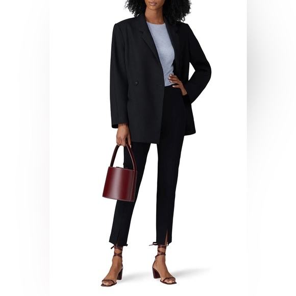 TIBI Women’s Anson Stretch Beatle Menswear Pant Black Size 12 Cropped 28